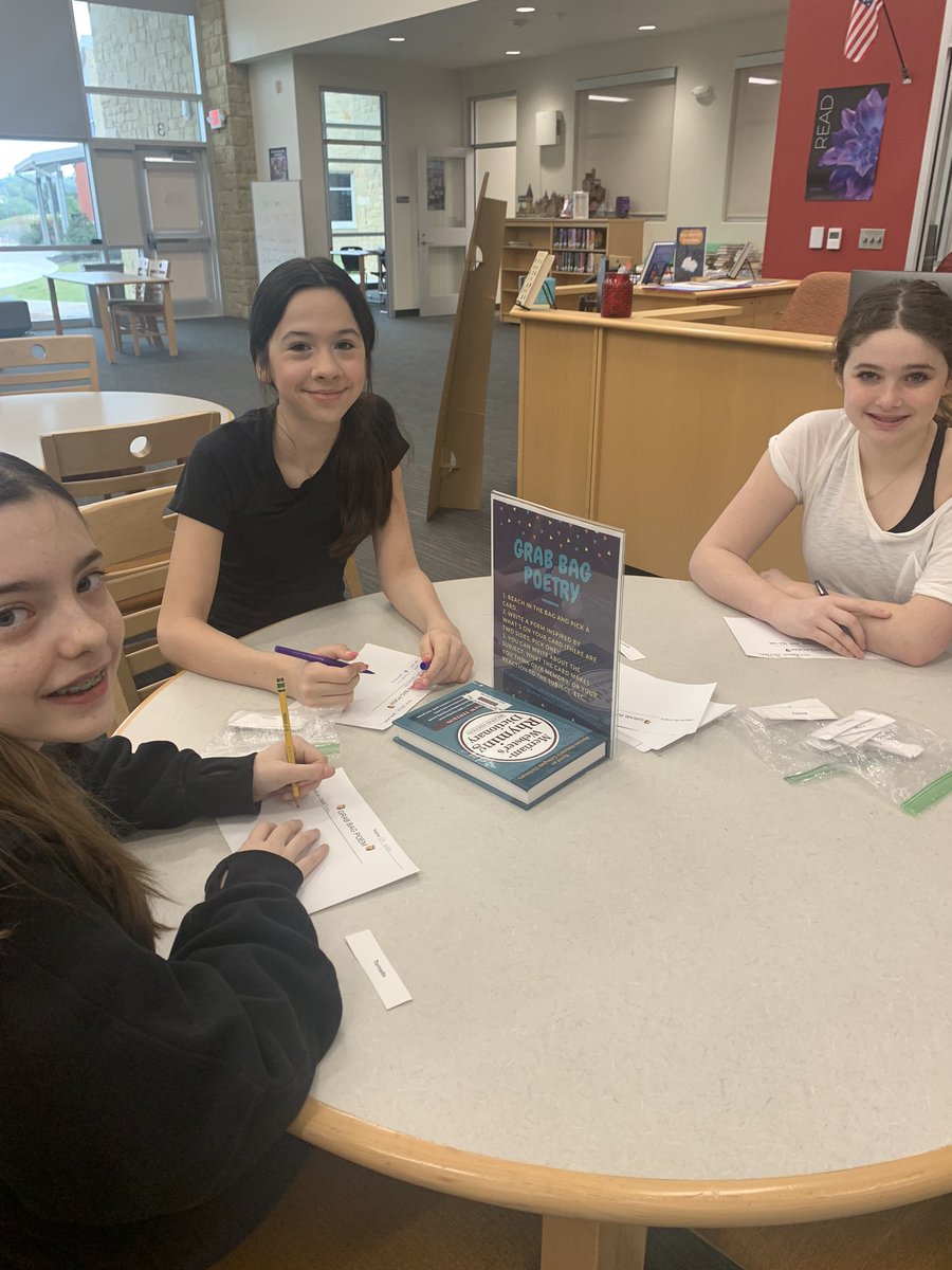 humansofbcms's tweet photo. Ms. Owen, our wonderful librarian, created this fun poetry station workshop for #NationalPoetryMonth @ltisdschools @carlmc https://t.co/HLlLArL3xJ