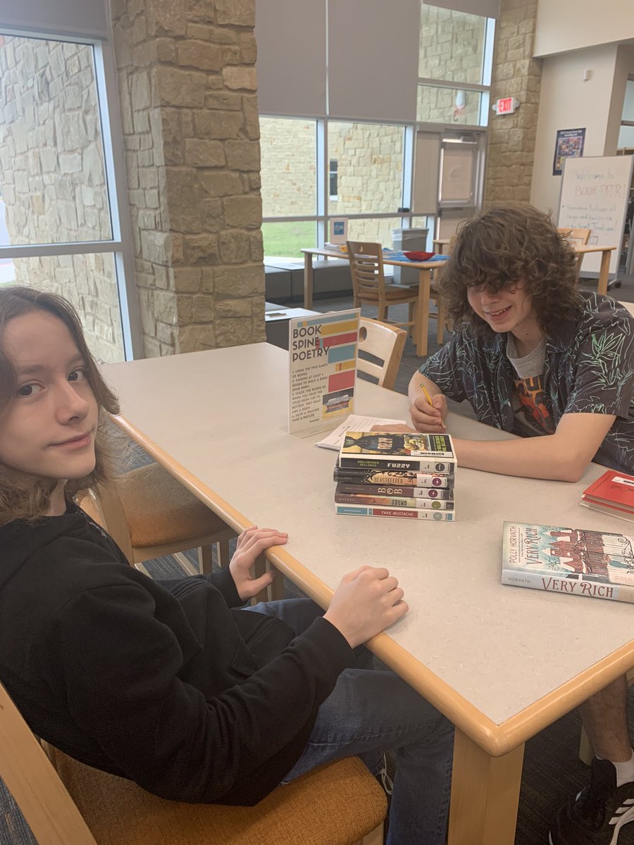 humansofbcms's tweet photo. Ms. Owen, our wonderful librarian, created this fun poetry station workshop for #NationalPoetryMonth @ltisdschools @carlmc https://t.co/HLlLArL3xJ