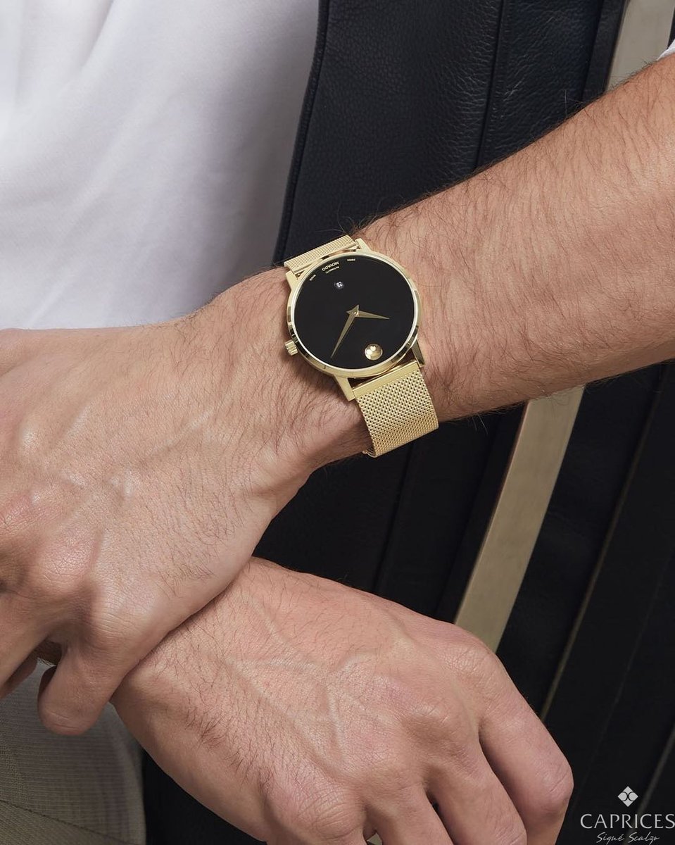 Complete your look with the sleek and modern design of the Movado #MuseumClassic. Visit Caprices Signé Scalzo to get yours today! #Movado #Timepiece #LuxuryWatch #Jewelry #LavalJewelry