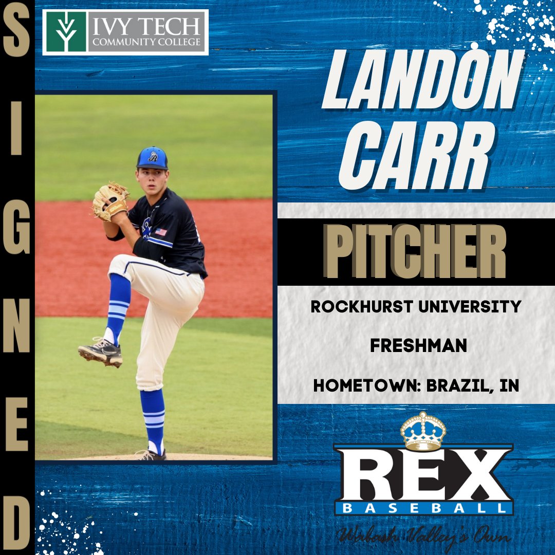 🚨PLAYER SIGNING🚨

The REX pickup another Wabash Valley native from Brazil, IN! Returning to the REX this season is Landon Carr from Rockhurst University!

#REXNation👑⚾️
Presented by <a href="/ivytechwv/">Ivy Tech Terre Haute</a>.
