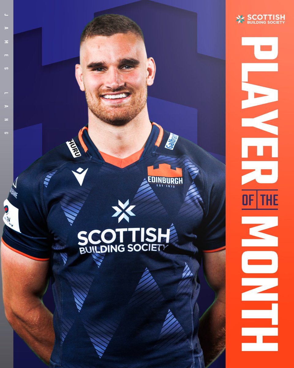 EdinburghRugby's tweet photo. Midfield maestro. ✨

James Lang is voted your Scottish Building Society Player of the Month for March! 🏆

@langers95 | @_ScottishBS https://t.co/GjBgXWBE5y