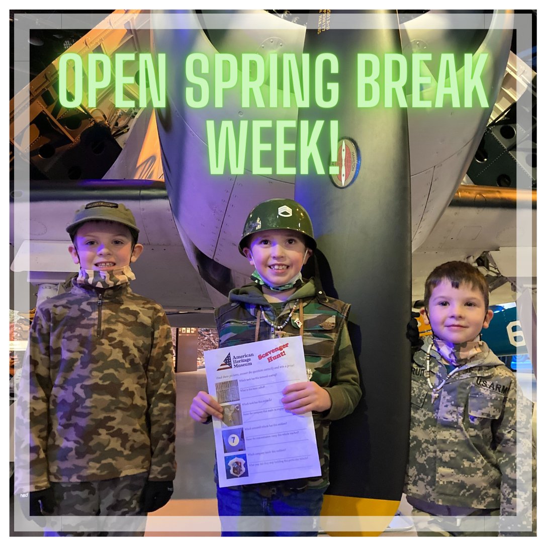 The American Heritage Museum is open all week, April 17-23 for Spring Break - including Patriots Day on Monday! Bring the family for great educational fun! Tickets at: ow.ly/jUyX50NIb0O #VisitMA #HudsonMA #BostonVacation #BostonKids #BostonParents #PatriotsDay #Tanks #WWII