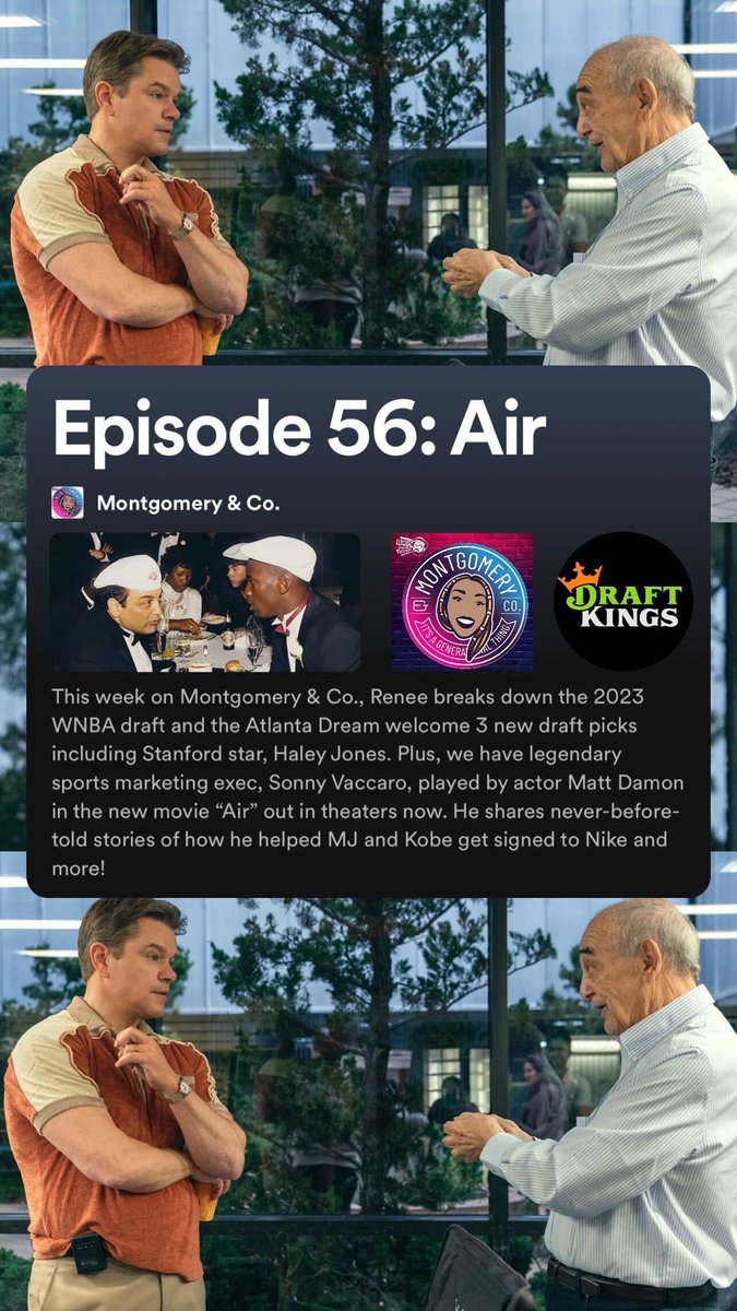 MontgomeryCoPod's tweet photo. Ep 56: “AIR” out now!⬇️
🟣 #WNBA Draft Recap
🟣 #AtlantaDream welcome 3 new draft picks including Stanford star, #HaleyJones
🟣 The true story of #AIR: Exclusive interview w/ legendary sports marketing exec Sonny Vaccaro!
🏀https://t.co/rYXlQqT42m
🏀https://t.co/sk2y6KQ2hM https://t.co/ZKz8eNPR8M