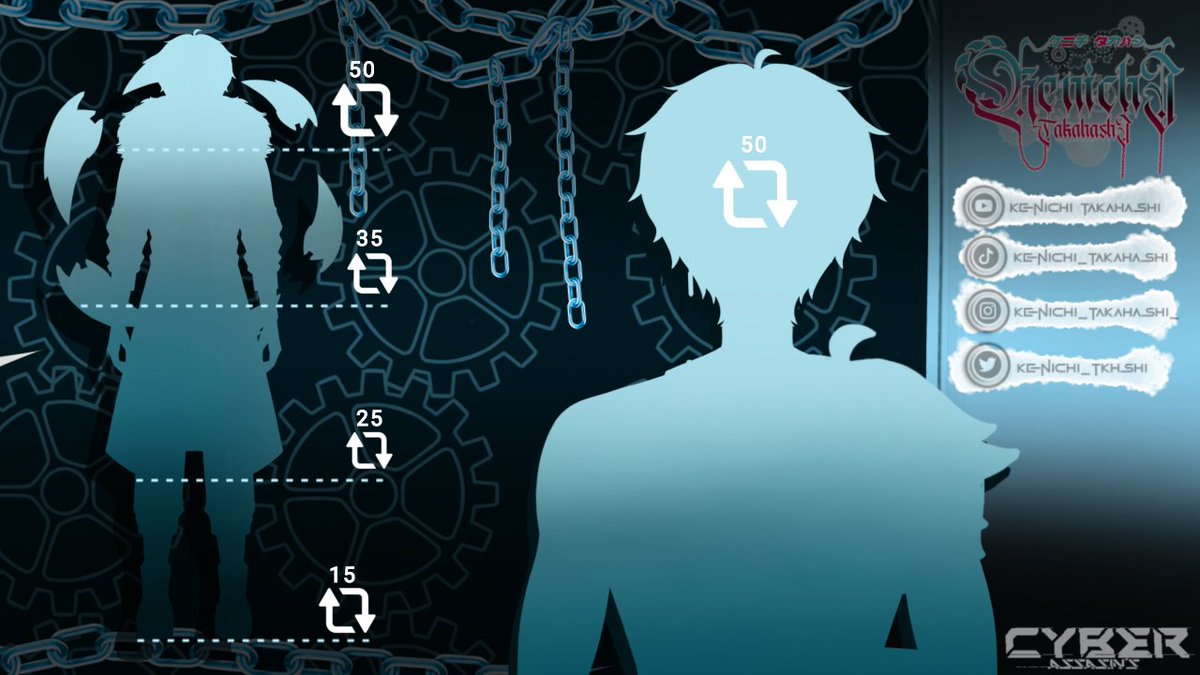 ⚠️CHARACTER REVEAL⚠️
Hallo semuanya namaku Kenichi takahashi,aku adalah cyborg Assasin ,aku akan menceritakan kisah hidupku seiring berjalannya waktu .
Sebelum itu aku meminta tolong kepada kalian untuk meretweet postingan ini ,agar goalsku tercapai.

 🛐Terima kasih 
#Vtuber