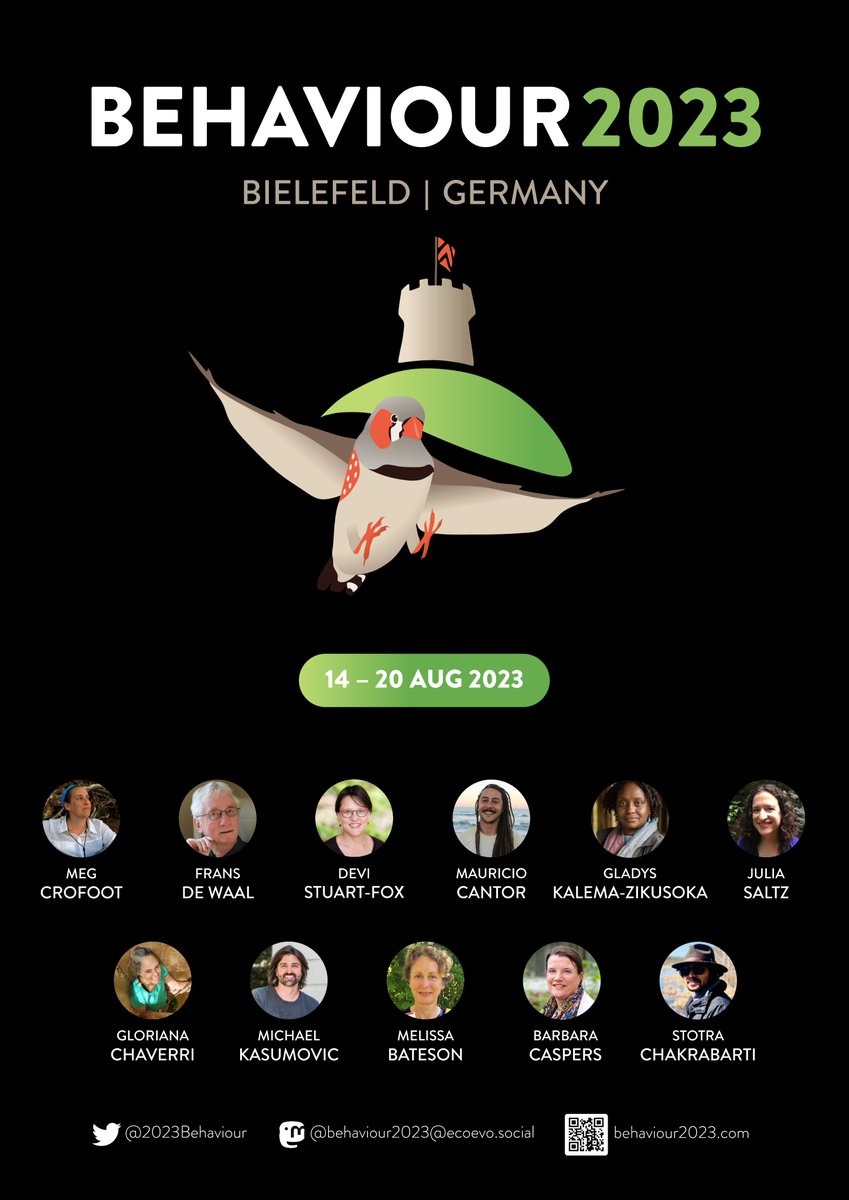 We can't wait to see you all in Bielefeld this summer! #Behaviour2023 🤩 6 days of conference 🤩 11 fantastic plenary speakers 🤩 38 exciting and diverse symposia 🤩 Hundreds of researchers and students from all over the world working on all taxa behaviour2023.com