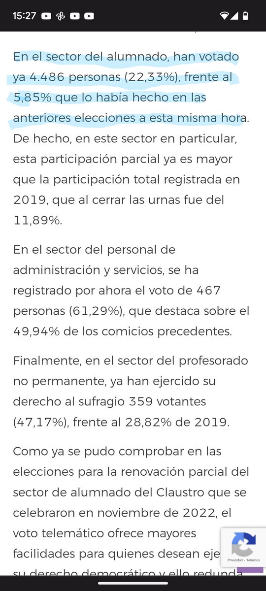 No se que va a pasar, pero si nos vamos será por la puerta grande; con la mayor participación del estudiantado que ha habido nunca gracias al voto electrónico 😻