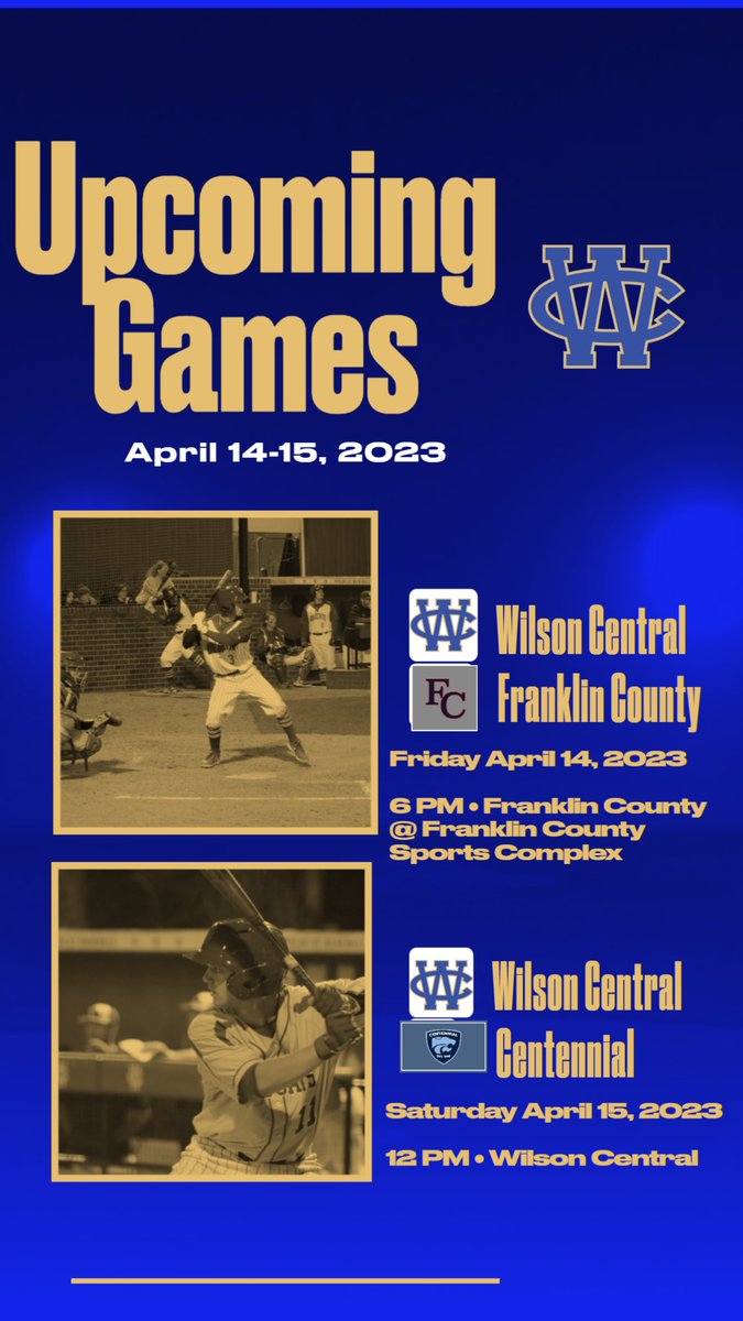 Baseball_WCHS's tweet photo. Updated Schedule for games this weekend! See you there! @WCSN16 https://t.co/wysJhxeGUr