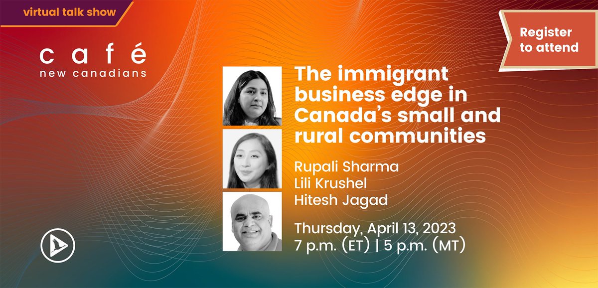 NewCdns's tweet photo. Join us on Café New Canadians this evening , as we speak with immigrant small business owners about their settlement journeys and experiences of setting up and running small businesses in Canada! https://t.co/2fSJleh4pA

#CaféNewCanadians #cdnimm #business #Entrepreneur #career https://t.co/XAoMsEEsCd