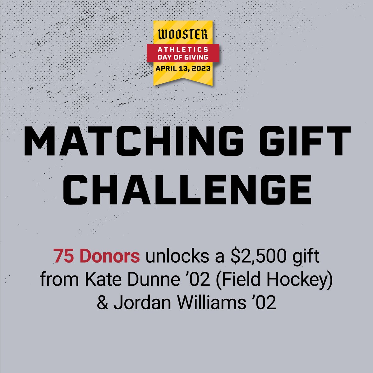 WoosterAlumni's tweet photo. We need 34 more donors to unlock our first challenge gift of the day.   Will you be one of the first to help us to our goal and support @WoosterSports?   Make your gift at https://t.co/6JIDgjfhKi #ScotForLife #GoScots https://t.co/k00DngVyw6