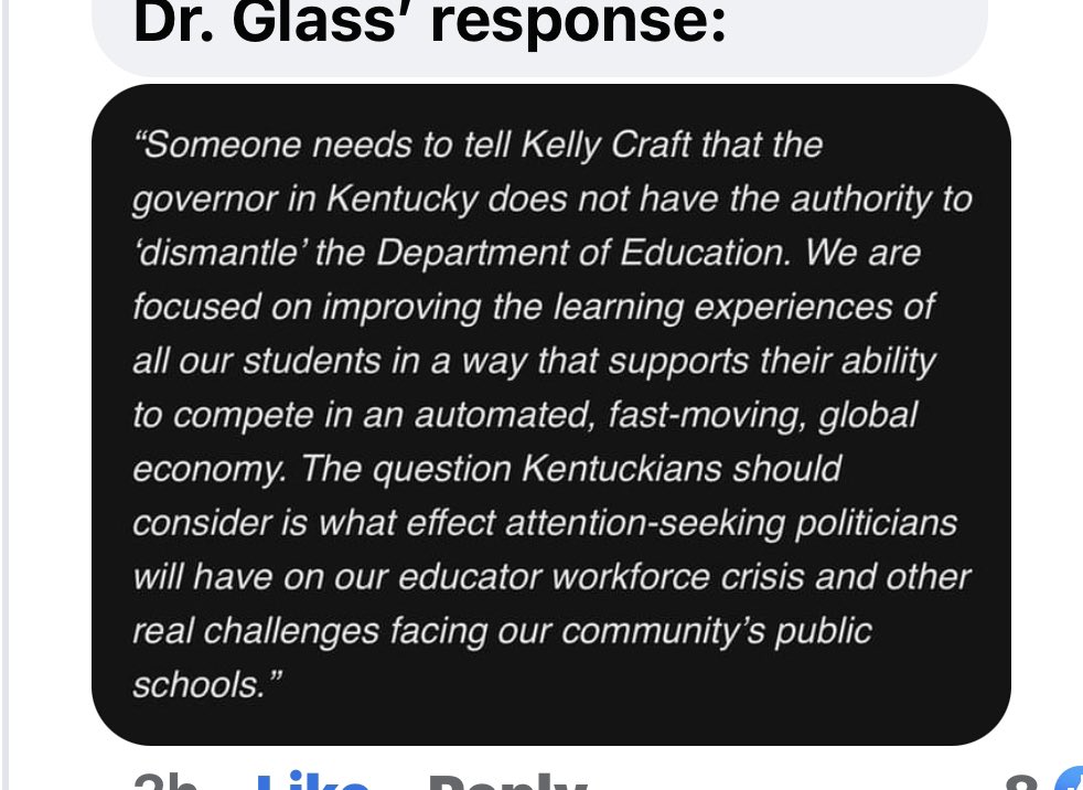 DebWaddell1's tweet photo. We have a crazy person running for Governor in KY. Her latest ad is so ridiculous and she should be ashamed. #kellycraft is nuts. This is the response from our wonderful head of education in KY. https://t.co/Ce2JofvTJ6
