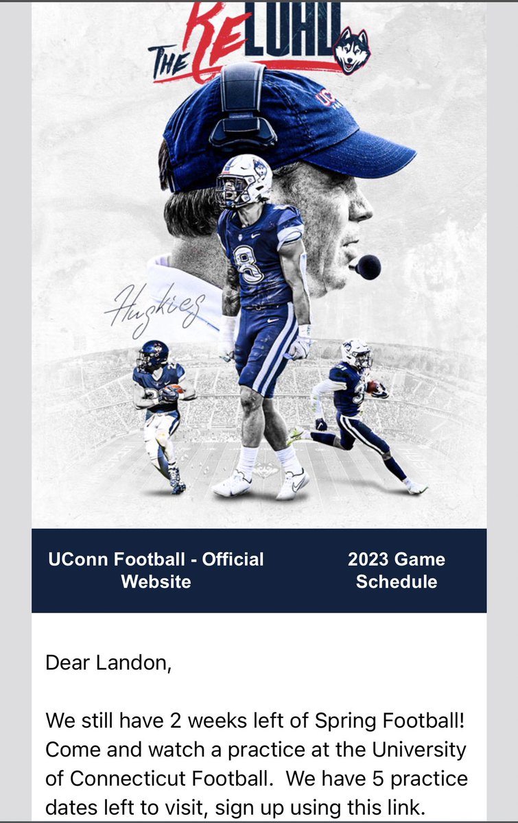 Thank you UConn football for the invite!
AGTG 🐺 #JimMora #NickCharlton #BCSDBlueDevils #goblue #sophomore 
#jakeZembiec #QB #forever9