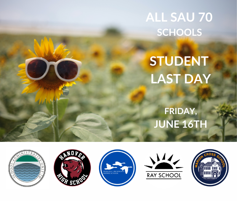 SAU70Schools's tweet image. Last student day will be Friday, June 16th.
sau70.org/our-districts/…