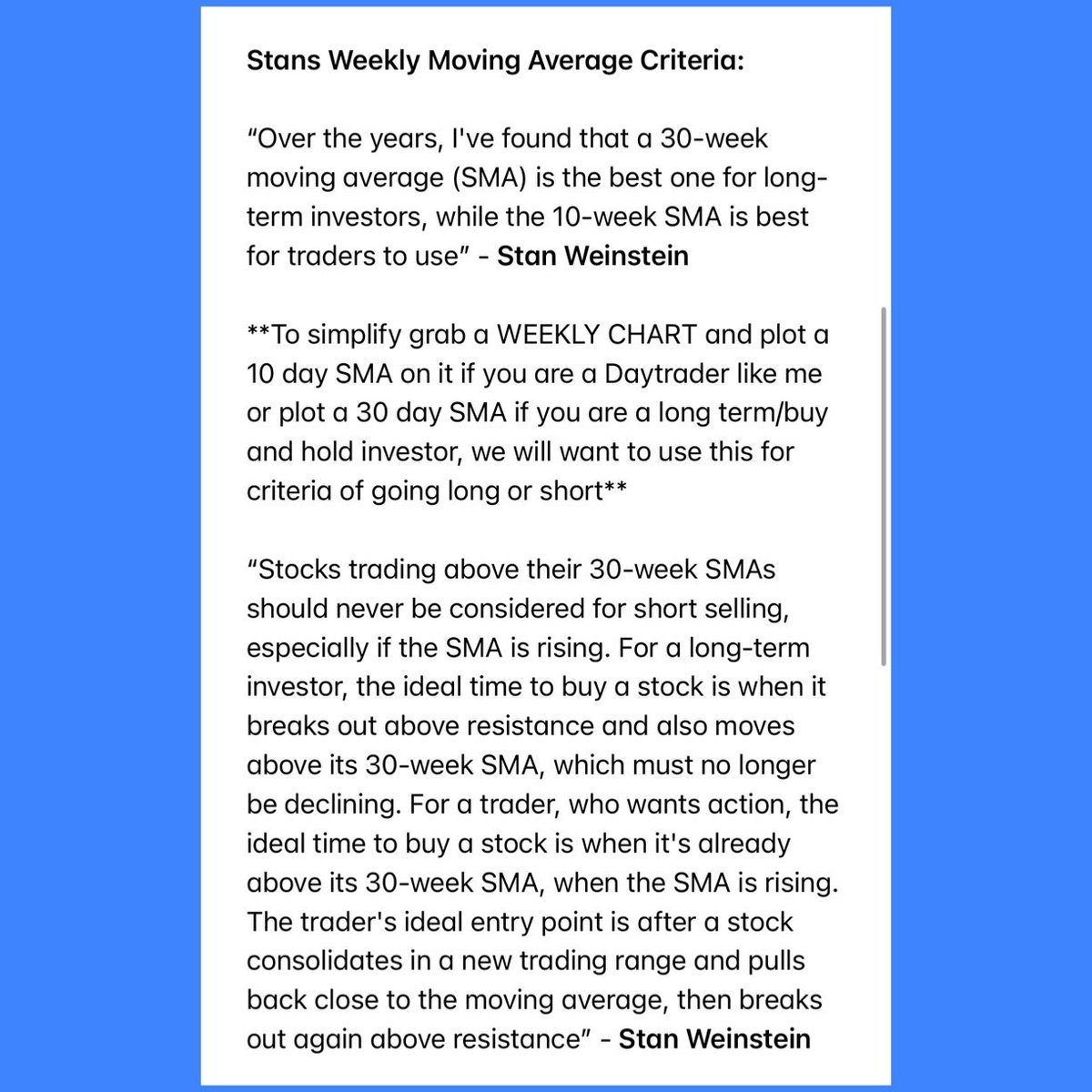 wizard_coder's tweet image. One thing #StanWeinstein said is never short a stock above its 10/30SMA on its weekly chart

I know people barely look at the weekly chart but that may give some hidden answers

$SPY $QQQ $IWM $DIA $ENPH $NFLX $ADBE $GS $NVDA $TSLA $MA $META $MSFT $SMH $GOOGL $AAPL $AMZN $VIX