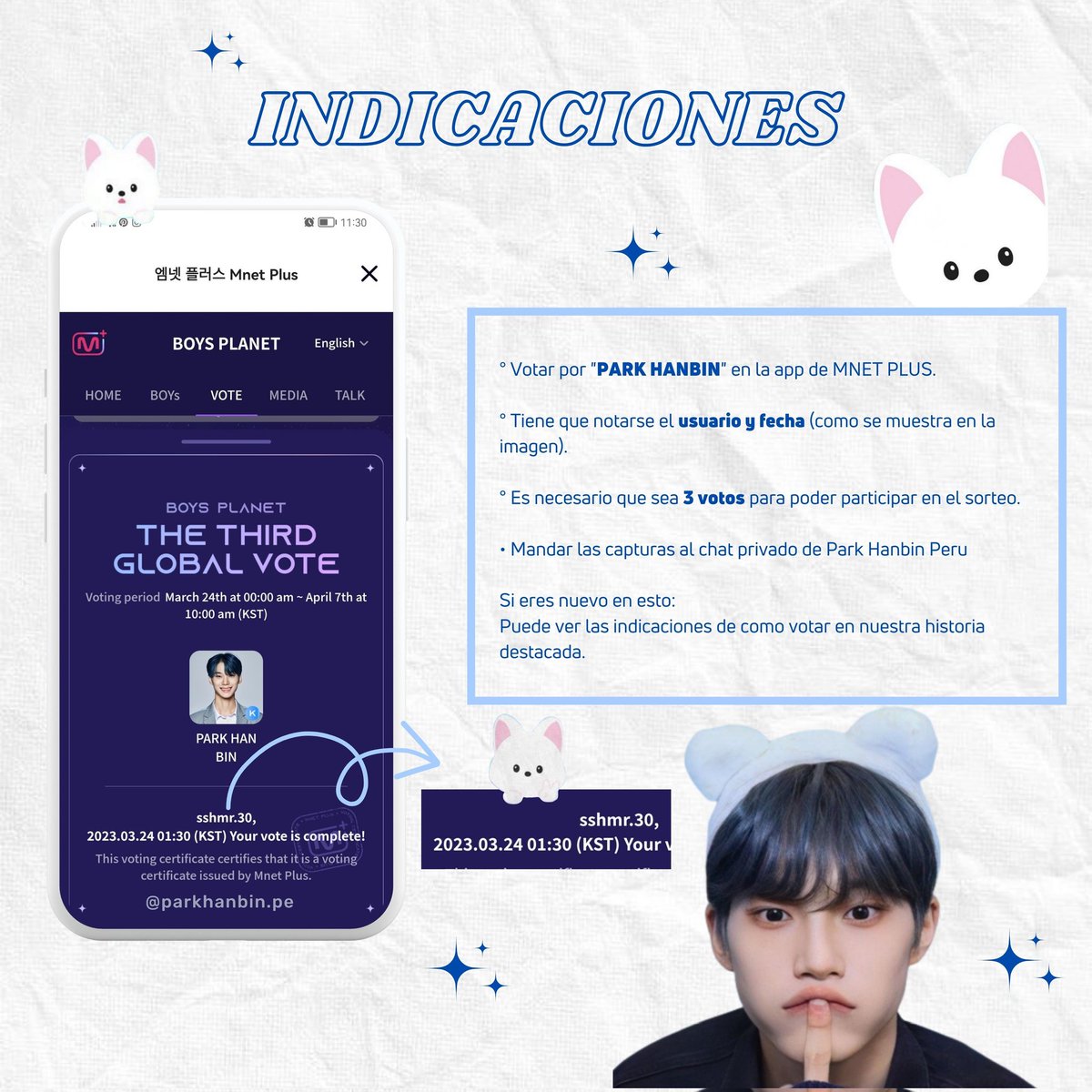 parkhanbinperu's tweet photo. Hola binnadans💙!! Se está haciendo un sorteo para votos por #PARKHANBIN ganarás esto y muchas cosas más!

🔗https://t.co/3VkjVasDba

#박한빈 #パクハンビン #PARKHANBIN #보이즈플래닛 #BOYSPLANET #안토니 #アントニー https://t.co/fgoK50aeSc