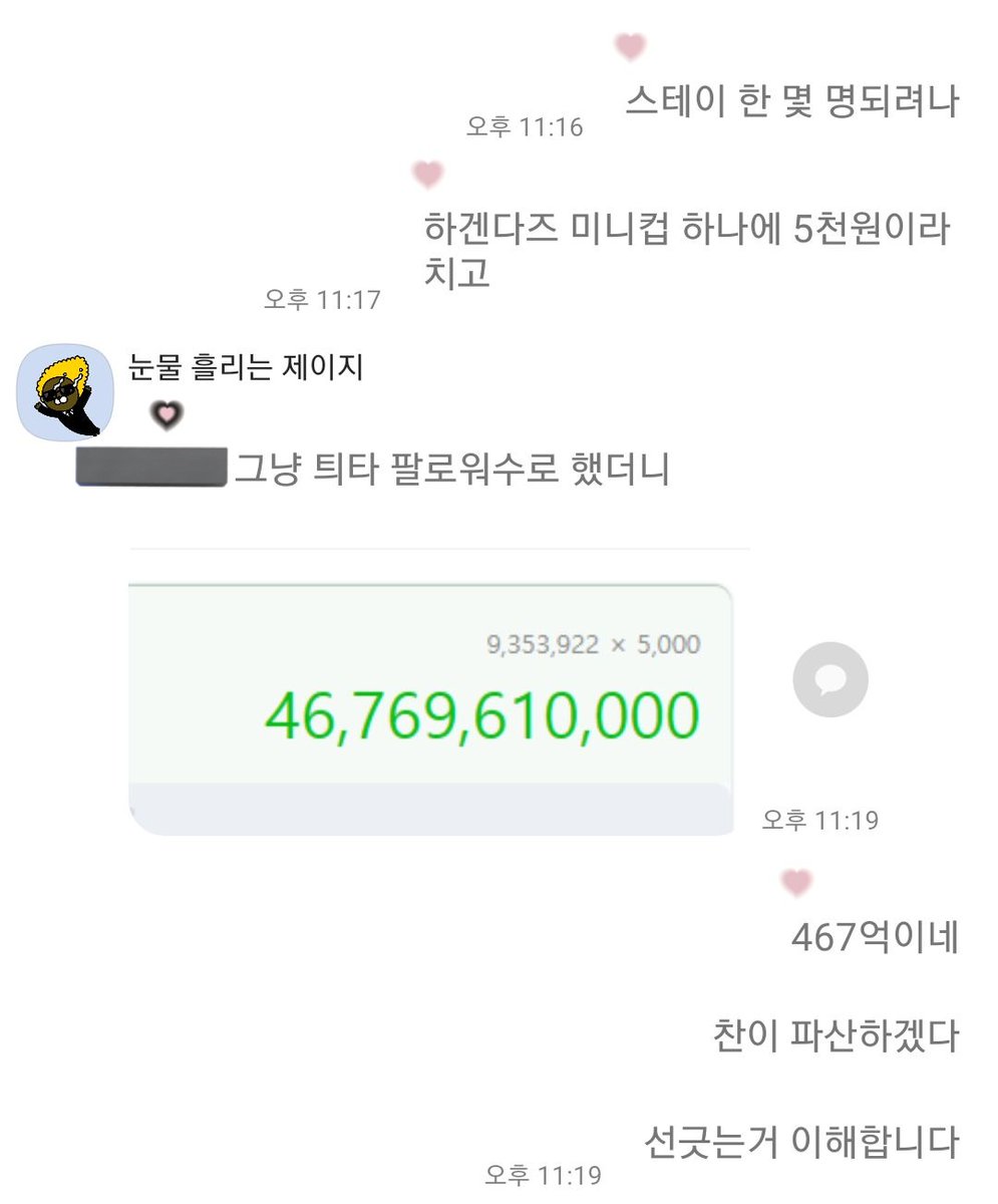 방찬, 스테이 하겐다즈 사줄 시 467억원 지출 예상