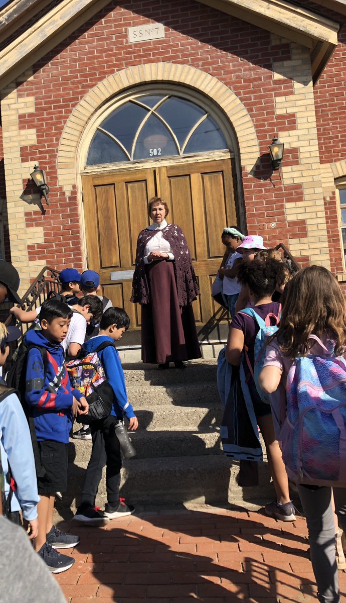 TDSB_SFoster's tweet photo. Getting ready to learn all about schooling in the 1800’s!  Ms. M’s class is being welcomed to The Century Scoolhouse by Ms. Monica. @LambtonParkTDSB @tdsb https://t.co/Iq95mI94VY