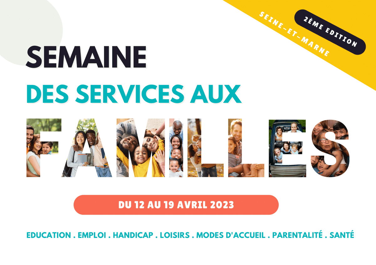 Prefet77's tweet photo. Semaine des Services aux #familles👪| 
Découvrez les actions et métiers aux services des familles et des jeunes proposés en #SeineEtMarne : conférences, animations, job dating...
Découvrez la programmation et les actions près de chez vous👉https://t.co/3rXkQ202S5
@Caf_77 https://t.co/WwiziPrmha