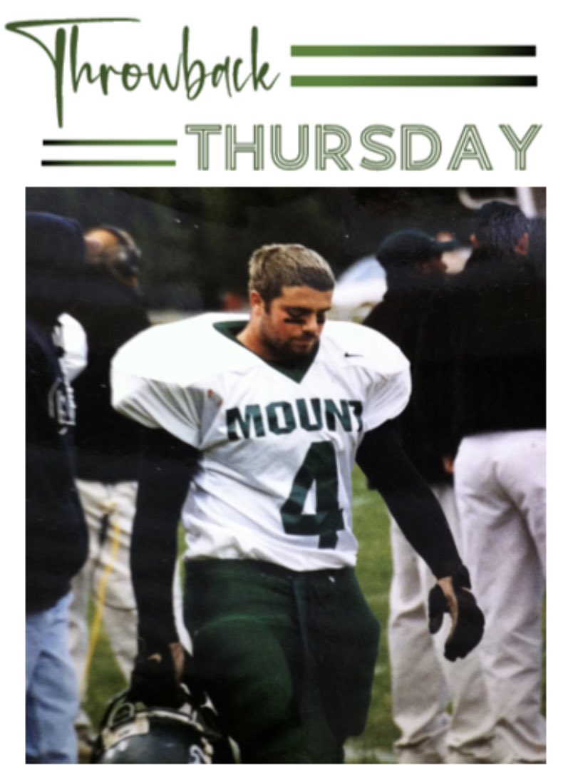 GreenKnightsFB's tweet photo. Throwback to when Coach Greenberg was representing #4! #gogreenknights #throwbackthursday #fromplayertocoach #mountpride #proudtobeBSD #greenknightsALLin https://t.co/X3GJqZN4ta