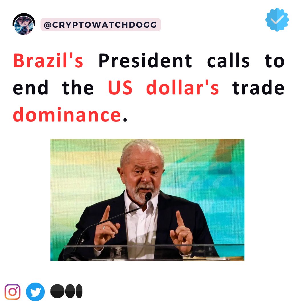 Da Silva has asked developing countries to work on the replacement of American currency with their own.
#LulaDaSilva #USDominance #DevelopingCountries #CurrencyShift #InternationalTrade #GlobalEconomy #DollarHegemony
#BRICS #FinancialIndependence
#SovereignCurrency