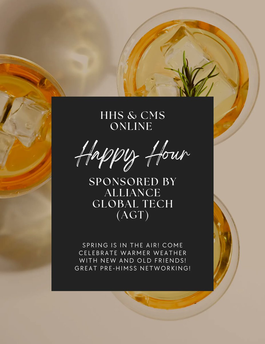 In coordination with this month's sponsor, Alliance Global Tech, join the virtual HHS &amp; CMS Industry Happy Hour event via live video to give our colleagues the opportunity to connect  with one another, exchange ideas and have fun! Reserve your spot today buff.ly/41mvl3a