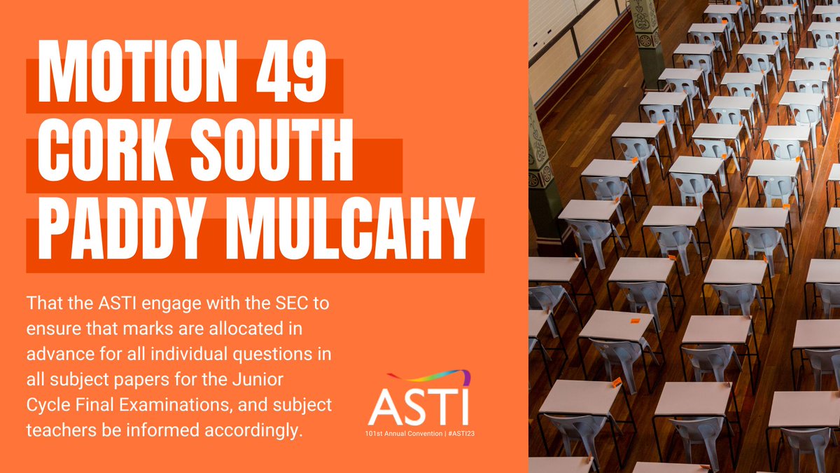 astiunion's tweet photo. Motion 49 was proposed by the Cork South Paddy Mulcahy branch and was passed by Convention earlier today #ASTI23
A full list of motions passed by Convention will be available on our website in the coming days. https://t.co/VenIaDBEUv