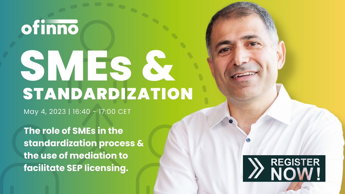 Ofinno_LLC's tweet photo. Join us for a #webinar with the @USPTO and the WIPO Arbitration and Mediation Center to learn about #mediation and how it can help Small and Medium Enterprises (SMEs) with SEP-related negotiations or disputes. https://t.co/qE6mjpDzzM https://t.co/bJjAl1hKY6