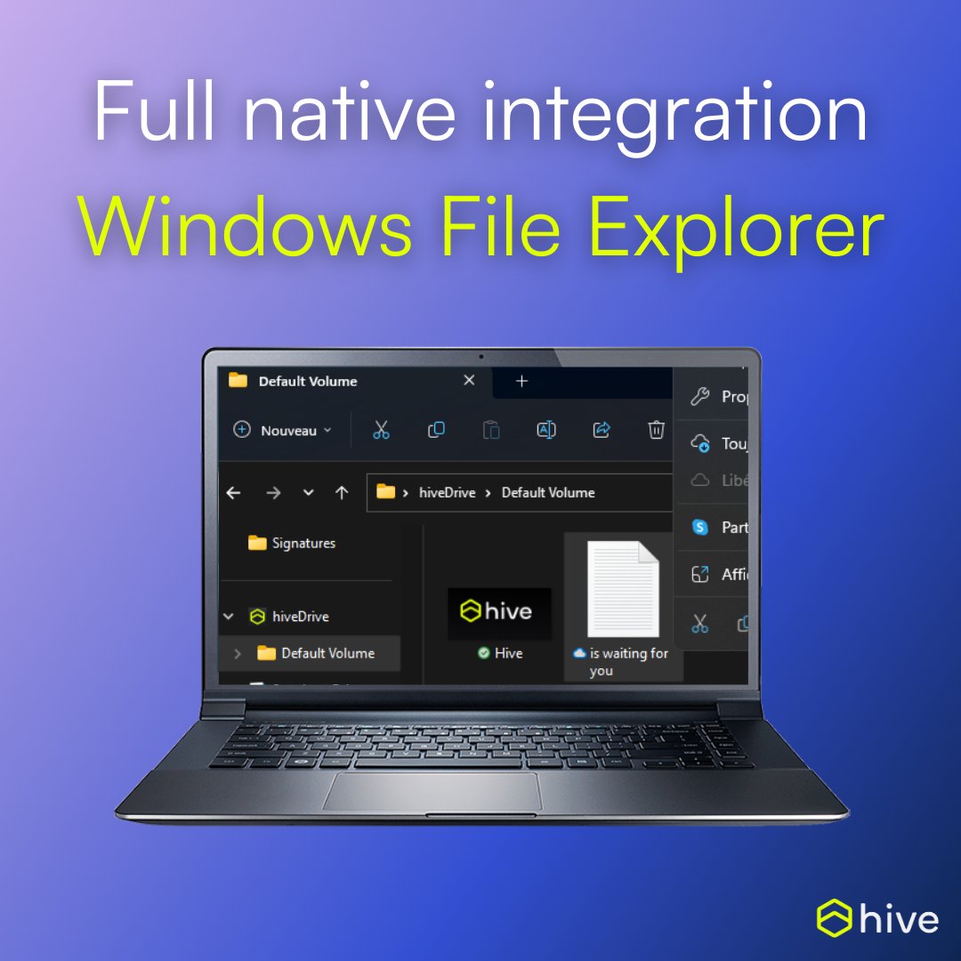 hivenet_cloud's tweet photo. No more juggling between multiple file explorers to find your important files! hiveDrive's native File Explorer integration is here to save the day. Say goodbye to the hassle and hello to the simplicity of having everything in one place. #hiveDrive #WindowsIntegration https://t.co/ZsaZpHxoY0