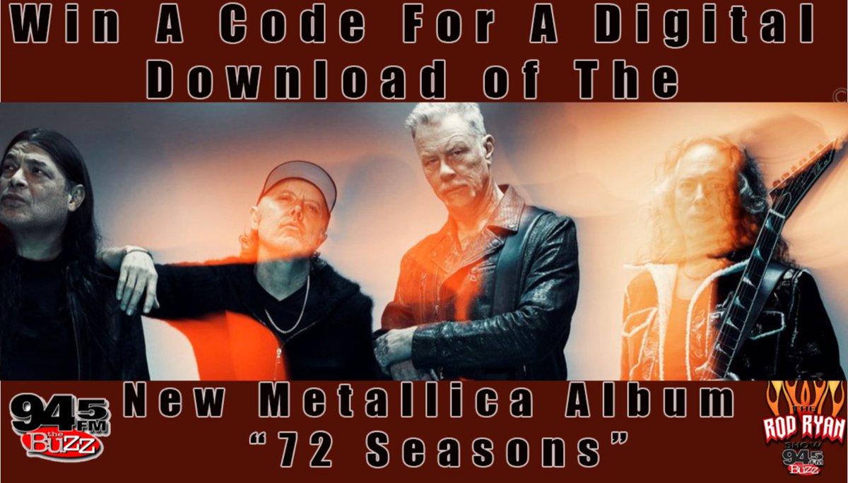 rodryanshow's tweet photo. Here is another chance to win a Code for a digital download of @Metallica new album "72 Seasons" in stores and online today. For your chance to win, retweet this tweet using  #WHISKEYINTHEJAR. The winner selection is at 9:20 am. @945thebuzz #EveryTwenty and @rodryanshow https://t.co/bTa2bV2mTR