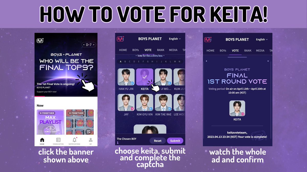 TEAM_KEITA's tweet photo. HOW TO VOTE FOR KEITA ON MNET PLUS! https://t.co/eZDFoqfI60