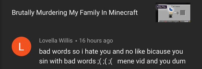 Strange YouTube Comments (@bad_yt_comments) on Twitter photo 