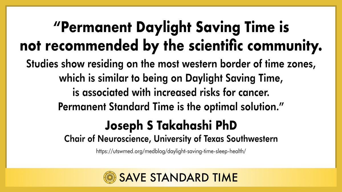 SaveStandard's tweet photo. @uilciande Permanent DST would put sunrise past 8am for 3 months, forcing millions to start school/work in darkness. Permanent Standard Time would let us sleep later for health. #StayOnStandardTime https://t.co/cdOmVJsmNo
