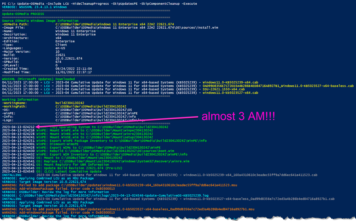 SeguraOSD's tweet image. Possible?
This would have to be a Community contribution as I'm only committing to monthly updates for #OSDBuilder and not adding new functionality
After spending 7+ hours on this UUP change over the last 2 days and still not having a solution, I'm even more inclined to EOL