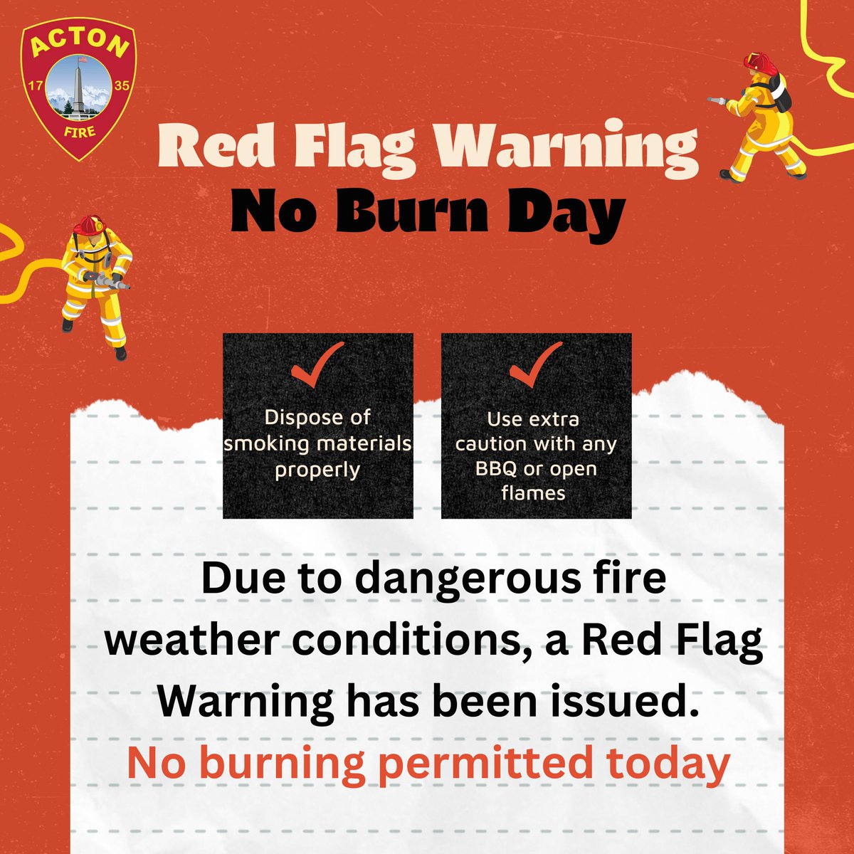 Town of Acton, MA on Twitter: "Dangerous fire weather conditions (Red ...