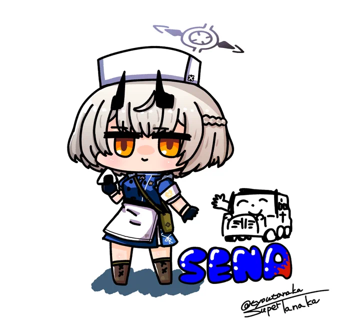 セナと車に変身した先生描いたよ～#ブルーアーカイブ #ブルアカ #氷室セナ 