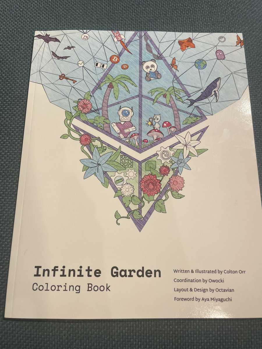 AyaMiyagotchi's tweet photo. Finally received the Infinite Garden coloring book :) Thanks @mettahead @owocki https://t.co/VO4rbY81uW