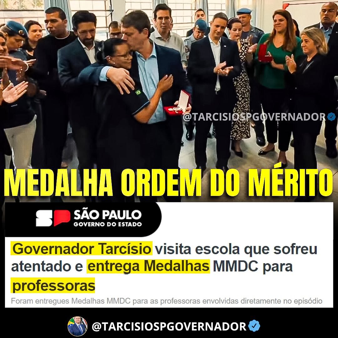 O @tarcisiogdf entregou nesta manhã a Medalha MMDC às 06 professoras e à diretora da Escola, por suas ações relevantes no enfrentamento, proteção, socorro e amparo às vítimas do ataque, e também aos familiares da professora de 71 anos que faleceu. Parabéns pela sensibilidade!!!