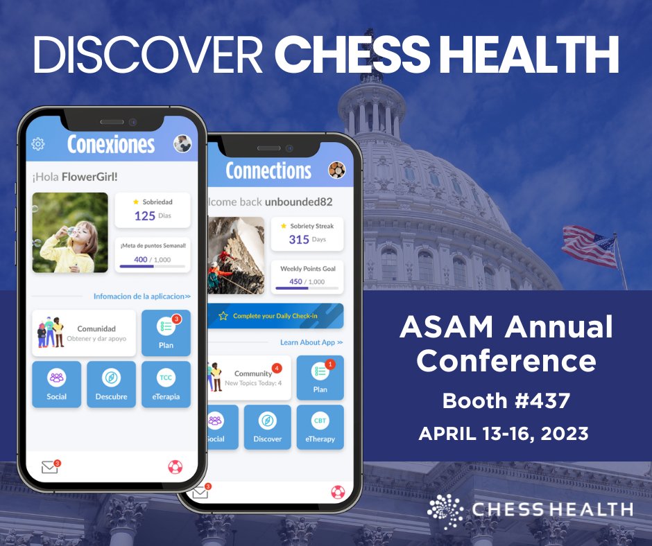 CHESSmh's tweet photo. We're spending the rest of our week at the @ASAMorg Annual Conference! Come by and see what's new at #CHESSHealth (Booth #437). #ASAM2023 https://t.co/cIoXUb1Sm8