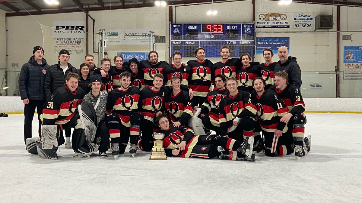 StevePcbc's tweet photo. Game 7 tonight - Saskatoon Quakers at Pilot Butte Storm for PJHL title. Go Quakers! https://t.co/XWLoyXGqmi
