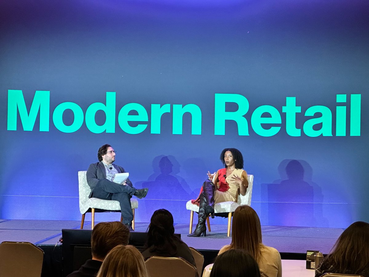 modernretail's tweet photo. In our Diving into @TheFolklore’s B-to-B strategy session, @caleweissman chats with @AmiraRasool about how she built The Folklore Connect, and the ways it’s helping retailers large and small change their entire merchandising strategies #MRsummit https://t.co/hE1e6mz3OH