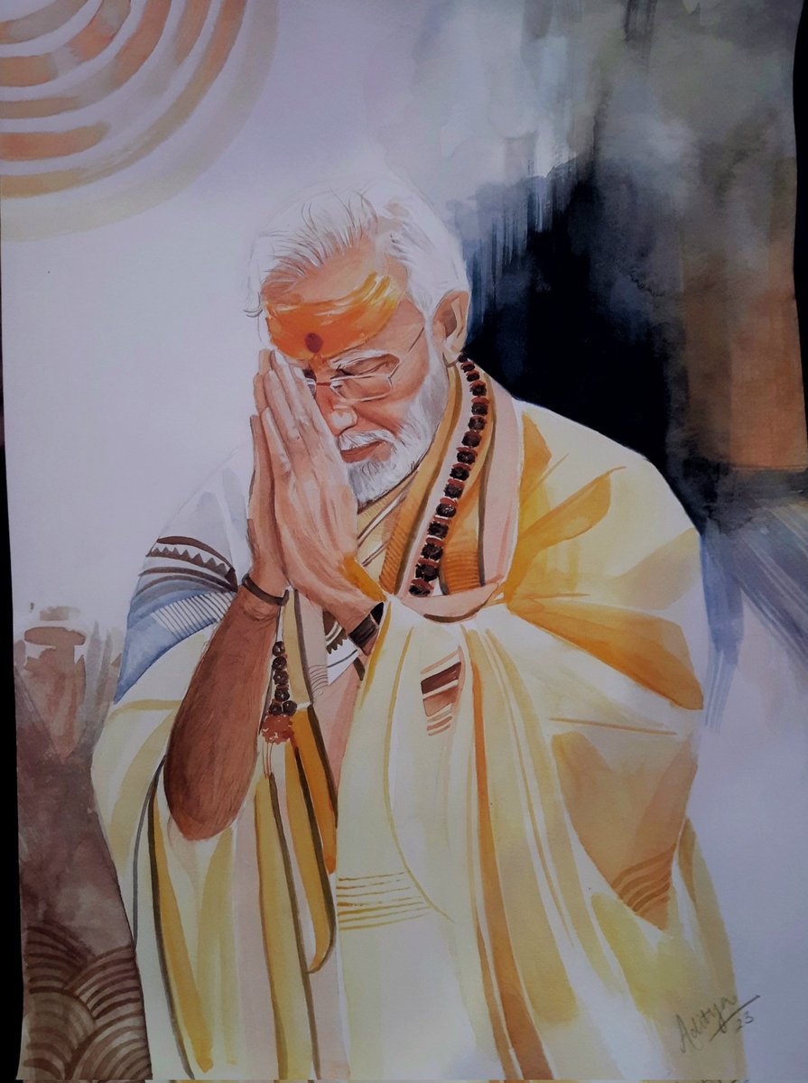 Adityach2003's tweet photo. Watercolour Portrait of Hon'ble Prime Minister Shri Narendra Damodardas Modi, made by me on A3 paper. 🙇🏻‍♂️🩷
Instagram: jamunapaar.wala

@narendramodi @PMOIndia https://t.co/fL158xoNBY