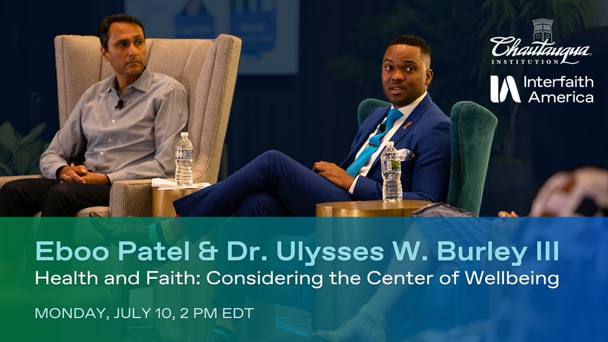 How can faith and health intersect to promote human thriving? 

Join this conversation between <a href="/EbooPatel/">Eboo Patel</a> and <a href="/UlyssesBurley/">UBtheCURE</a> at @CHQ on July 10, 2023 to explore this question and more. 

Register now to secure your spot: bit.ly/405smM9
