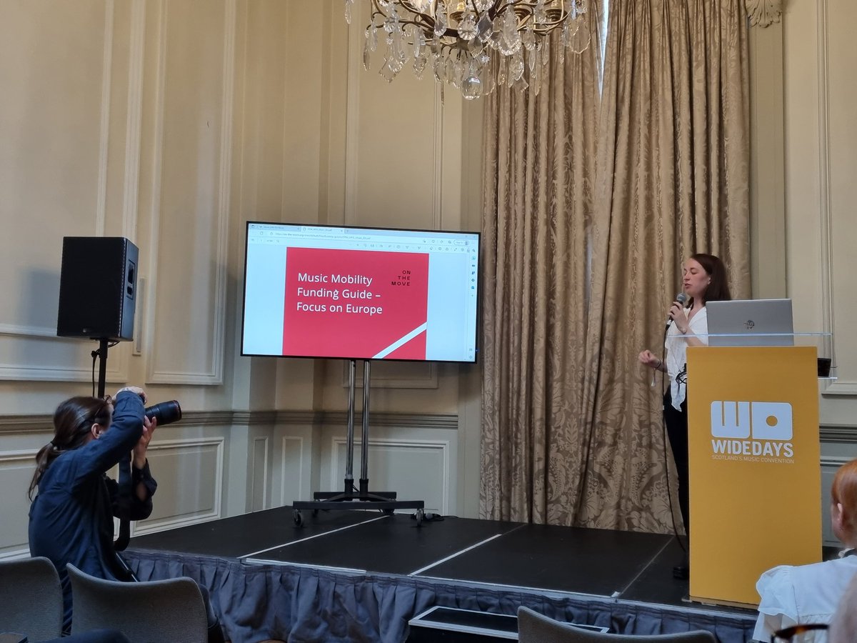 Kate_wise's tweet photo. At @widedays today hearing about @OnTheMoveOTM 's Music Mobility Funding Guide with an overview of music funds in different countries, including funds for working internationally. Really useful stuff. @CreativeScots https://t.co/WBCG97KnoW