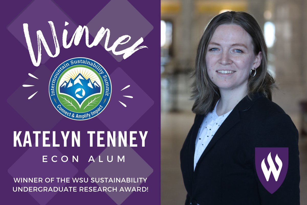 We are so proud of Katie Tenney, an outstanding Economics alum, who was awarded the WSU Sustainability Research Award! Very well done, Katie! 
#WeberBiz