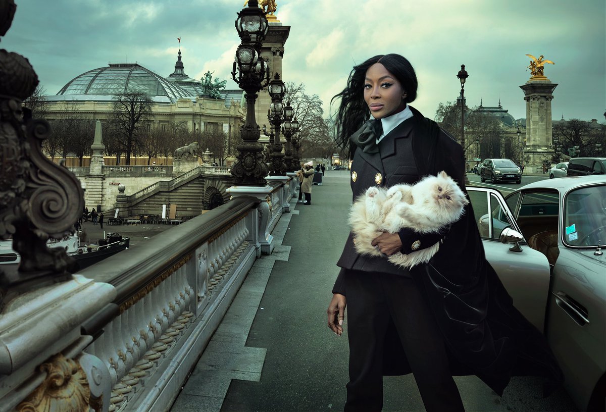 Adut Akech, Le Grand Palais, Paris, France, 2023 Natalia Vodianova, Le Grand Palais, Paris, France, 2023 Naomi Campbell and Choupette Lagerfeld, Pont Alexandre III, Paris France, 2023 For @voguemagazine