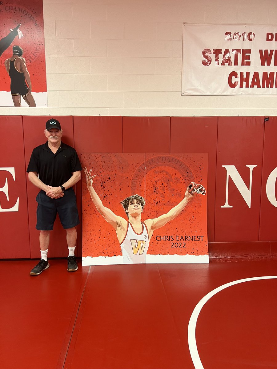 wadsworthwrestl's tweet photo. Thanks to Steve Long for bring up Chris Earnest’s state champ mural! You do an amazing job! Thank you! https://t.co/j54DSZMSpt