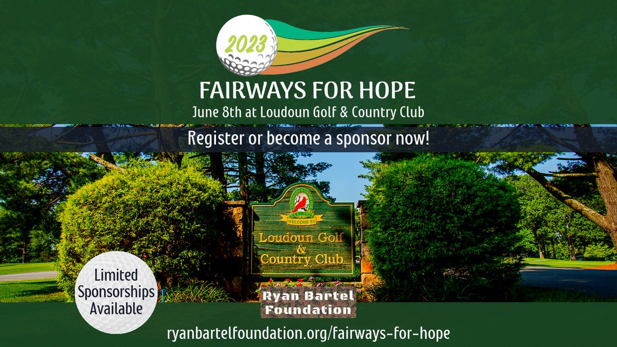 We’re excited for our 3rd Annual Fairways for Hope Golf Tournament on June 8th at Loudoun Golf &amp; Country Club. Please join us and register early to guarantee your spot at this exclusive, private golf course.  ryanbartelfoundation.org/fairways-for-h…