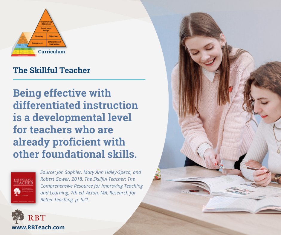 TeachRBT's tweet image. Differentiation is &quot;about choosing the strategy that will work best for a given learning at a given time.&quot; (Tomlinson, 2014). This means you have to have a lot of strategies in your toolbox.
#SkillfulTeaching