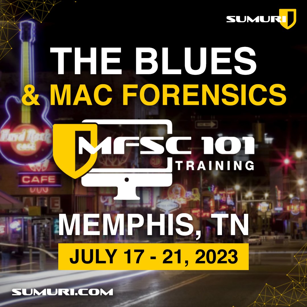 SUMURIForensics's tweet image. Steeped in history, music, and culture, Memphis is the perfect backdrop for SUMURI's Best Practices in Mac Forensics course. 

The class will be held from July 17th to 21st, 2023, and seats are going fast &amp;gt; sumuri.com/event/mfsc-101…

#mactraining #training #learn #Memphis