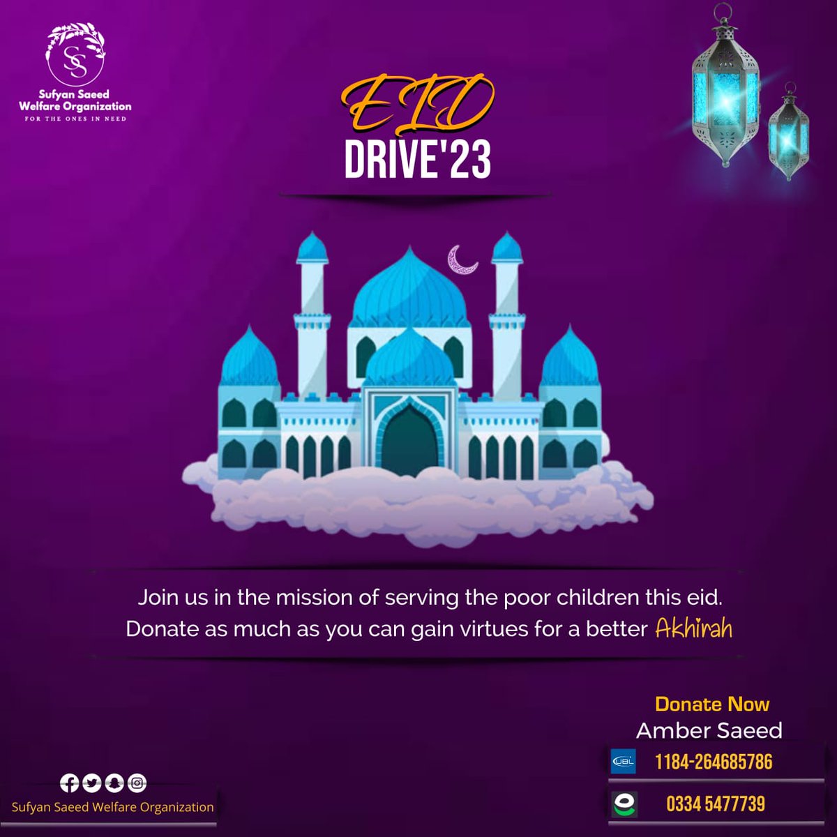 WelfareSufyan's tweet photo. "Join us in spreading love and kindness this Eid with your generous donation"

Donate so that we can buy Eid dresses for deserving ones and can cheer orphans with Eidi. 

#SSWO
#Eidulfitr
#Welfare https://t.co/QqdUQ9XDmm