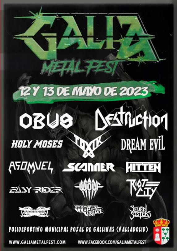 Galia Metal Fest 2023. Polideportivo Municipal de Pozal de Gallinas (Valladolid). Del 12 al 13 de mayo de 2023.
21centuryhardrock.com/2023/04/galia-…